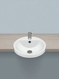Semi-recessed washbasin, round