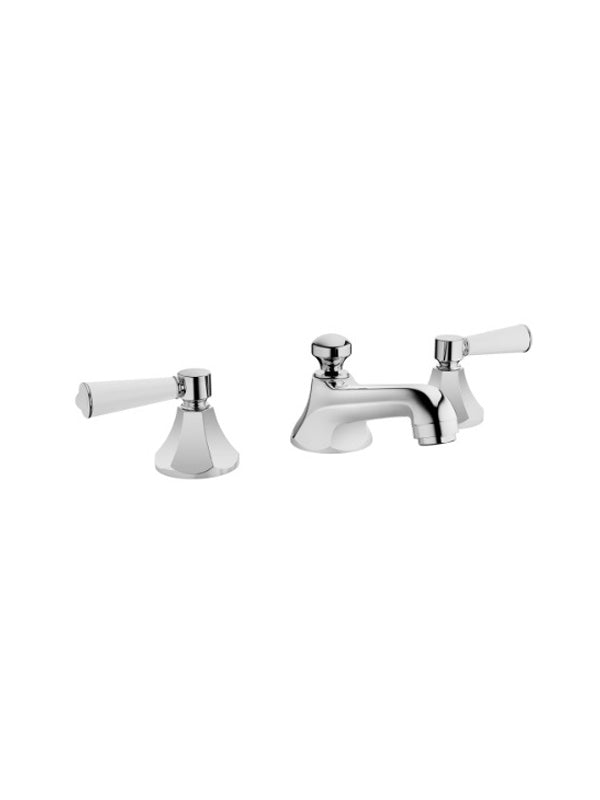 Three-hole basin mixer with pop-up waste
