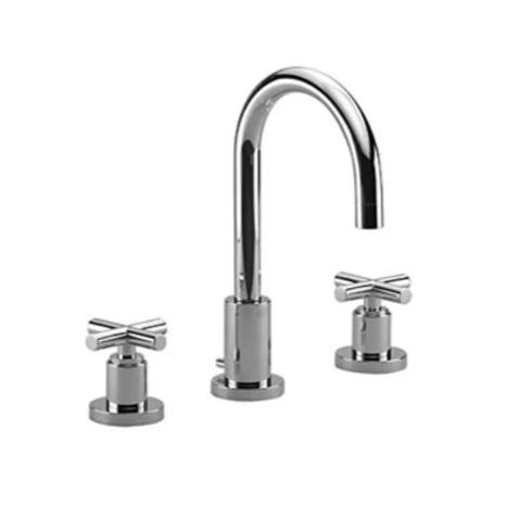 Three-hole basin mixer with pop-up waste