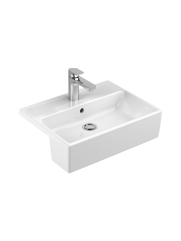 Semi-recessed washbasin, rectangle