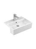 Semi-recessed washbasin, rectangle