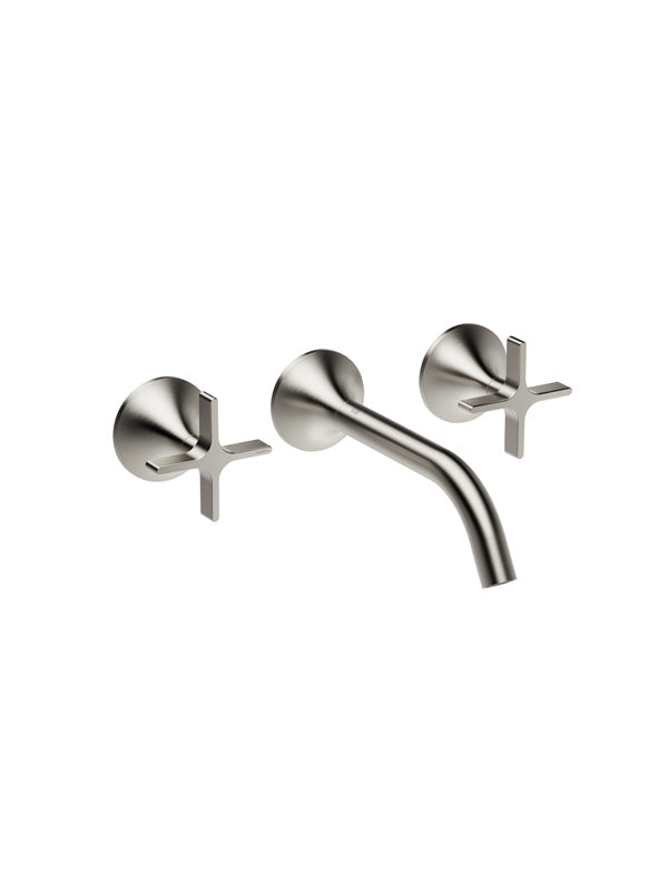 Wall-mounted basin mixer without pop-up waste