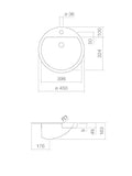 Semi-recessed washbasin, round