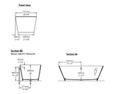 Freestanding bathtub, 550(W) x 727 (W) x 1650mm (L)